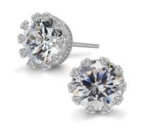 ADAIER Orecchini a perno ipoallergenici con zirconia cubica, per donne e uomini, in argento Sterling placcato oro 24 carati, con diamante sintetico di zirconia cubica, regalo delicato per le orecchie