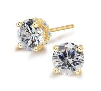 ADAIER Orecchini a perno ipoallergenici con zirconia cubica, per donne e uomini, in argento Sterling placcato oro 24 carati, con diamante sintetico di zirconia cubica, regalo delicato per le orecchie