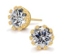 ADAIER Orecchini a perno ipoallergenici con zirconia cubica, per donne e uomini, in argento Sterling placcato oro 24 carati, con diamante sintetico di zirconia cubica, regalo delicato per le orecchie