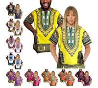Adalex Global Camicia Unisex Tradizionale Africana Dashiki, Taglia XL, Giallo/Verde Adulto