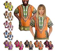 Adalex Global Camicia Unisex Tradizionale Africana Dashiki, Taglia XS, Arancione/Verde Adulto