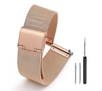 Adallor® Cinturino Orologio 14mm 16mm 18mm 20mm 22mm 24mm per Donna Uomo | Cinturino Acciaio Maglia Milano | Cinturini Maglia Metallo di Ricambio per Orology Universal e Smartwatch (12 mm, Oro Rosa)