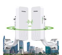 Adalov 5,8 G WLAN Bridge Outdoor - 3 km PtP/PtMP WiFi Bridge CPE con antenna da 14 dBi, adattatore PoE, 2 porte Ethernet RJ45, 2 supporti di montaggio - Wi-Fi radio per PtP/PtMP (confezione da 2)