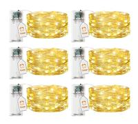 AdalyRoma 6 confezioni luci LED mini con timer 3 metri 30 LED micro filo di rame alimentazione a batteria per interni decorazione per festa giardino Natale matrimonio albero camera bianco caldo