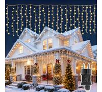 AdalyRoma Tenda Luminosa 4x1m 200 LED Rete Luci A Catena Cavo Trasparente Luce Bianco Caldo 8 Modalità E Timer Adatto Per Interni Ed Esterni Tendaggi Matrimoni Natale Feste E Giardini