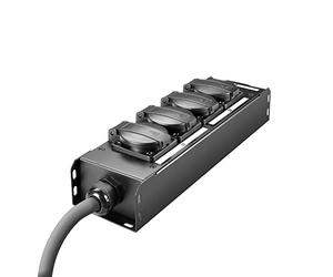 Adam Hall Accessories PRO PORT 4 CEE - Distributore di corrente a 4 prese IP54, ingresso alimentazione elettrica CEE 16A uscita alimentazione di colore nero e giallo
