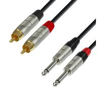 Adam Hall Cables 4 STAR TPC 0090 - Cavo audio REAN 2 x RCA maschio a 2 x jack mono da 6,3 mm 0,9 m