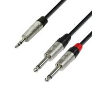 Adam Hall Cables 4 STAR YWPP 0600 - Cavo audio REAN jack stereo da 3,5 mm a 2 x jack mono da 6,3 mm 6 m