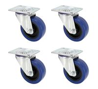 Adam Hall Hardware 372151 M4 AH - 4x Rotella girevole in acciaio con ruota blu, 100 mm