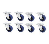 Adam Hall Hardware 372151 M8 AH - 8x rotelle girevoli in acciaio con ruota blu, 100 mm
