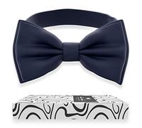 Adam Young Papillon da uomo pre-legato stile formale raso classico papillon per smoking seta finta, 06 Blu Navy, L