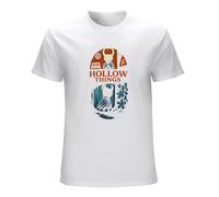 ADAMF WRNNUP Hollow Knight in Upside Down Things Show Funny Mashup Short Sleeves Men's Casual Shirt White L
