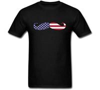 ADAMF WRNNUP Men's American Flag Mustache Designer Adult 100% Cotton Short Sleeve Shirt Funny Designs T-Shirts Black S