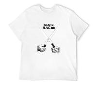 ADAMF WRNNUP Men's Black Flag Everything Went Black Punk Band Tee T-Shirts White S