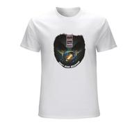 ADAMF WRNNUP Men's Journey Space Wings Don't Stop Believing Black Mens 100% Cotton T-Shirts White L