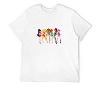 ADAMF WRNNUP Men's Winx Club Retro Shirt, Tee Black T-Shirts White XL