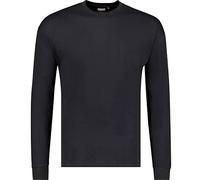ADAMO Maglietta basic da uomo, a maniche lunghe, con scollo rotondo, fino a taglie forti, 12XL, Nero , 10XL plus
