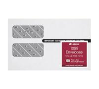 Adams 1099 buste da 50 pezzi, 2 in su, autosigillanti, per moduli 1099 NEC | Confezione da 50 buste da lettera 1099 NEC e MISC, autoadesive, doppia finestra, oscurate di sicurezza, conformi a IRS