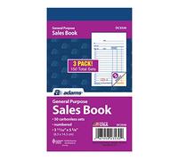 Adams Libro di vendita generico, 2 parti, senza carbone, bianco/canarino, 3-11/32 x 5-5/8 pollici, 50 set/libro, 3 libri (DC3530)