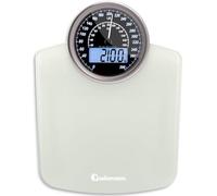 Adamson Bilancia Pesapersone Ibrida + Digitale & Analogica 2-in-1 - Fino a 400 lbs - Ampio Display con Retroilluminazione + Robusto Vetro Temperato + Lettura Facile + NUOVO