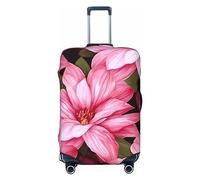 AdaNti Beauty Pink Floral Flowers Print Travel Luggage Cover Elastico Lavabile Valigie Copertura Bagaglio Protector Per 45-81 Pollici Bagagli, Nero , XL