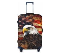 AdaNti Copertura per bagagli da viaggio con stampa di aquila di fuoco con bandiera americana, elastica, lavabile, protezione per bagagli per bagagli da 45,7 a 81,7 cm, Nero , S