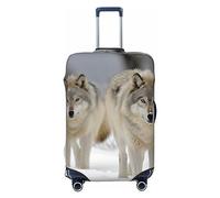 AdaNti Due lupi che camminano nella neve stampa Travel Luggage Cover elastica lavabile valigia Protector per bagagli 45-81 cm, Nero , S