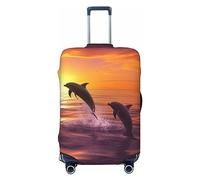 AdaNti Sunset delfini stampa viaggio bagagli copertura elastica lavabile valigia copertura bagagli Protector per 18-32 pollici bagagli, Nero , S