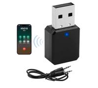 Adaptador USB Bluetooth Auto 5.1 para coche con salida AUX y USB - Receptor Bluetooth Plug and Play con cable de audio de 3,5 mm para altavoces y llamadas manos libres