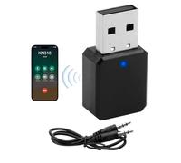 Adaptador USB Bluetooth Auto 5.1 para coche con salida AUX y USB - Receptor Bluetooth Plug and Play con cable de audio de 3,5 mm para altavoces y llamadas manos libres
