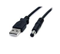 Adaptare 40545 Spina cava da 2,5 mm maschio a USB tipo A maschio, nero, lunghezza 60 cm