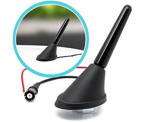 Adapter-Universe® - Adattatore universale per antenna a canna corta, 5 cm + presa per antenna 16 V, colore: Nero