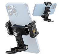 Adaptom° Adattatore per Telefono Cellulare, Attacco Universale per Smartphone da tavolo con rotazione a 360° e angolo di inclinazione, con Slitte Coldshoe per Luce da Video Microfono da Vlogging