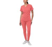 Adar PRO Set Scrub Flawless Plus da Donna - Top con Scollo a V rialzato e Pantaloni da Jogging - P9600 - Rapture Rose - XXS