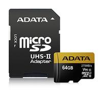 ADATA AUSDX64GUII3CL10-CA1 Micro SDXC Class 10 UHS-II U3 V90, Nero/Oro