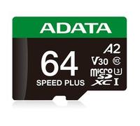 ADATA microSD Speed Plus UHS-I U3+ Adapter Extended Capacity UD64GUI3V30A2SP-RA1