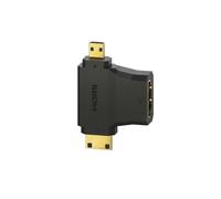 Adattabile. HDMI™, per donna. Tipo A - f. maschio Tipo C (mini)/D (micro), oro