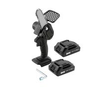 Adattato for batteria 24V sega elettrica a catena senza fili con batteria al litio portatile lavorazione del legno taglio registrazione potenza utensile Per uso fai da te(Black with 2 battery)