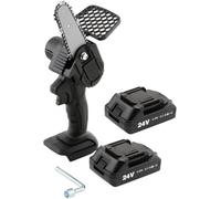 Adattato per Batteria 24v Motosega Elettrica A Batteria con Batteria al Litio Utensile Elettrico Portatile per La Lavorazione del Legno da Taglio, Black with 2 Battery, Inverter 1500W
