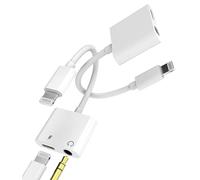 Adattatore 2 in 1 da Lightning a Jack 3,5 mm certifica MFi ricarica rapida audio separatore AUX (set di 2) per Apple iPhone 14 14 Plus 14 Pro 13 12 11 X XR XS SE 8 7 6 per iPad Pro Air Mini