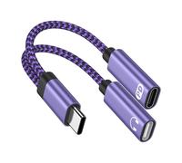 Adattatore 2 in 1 Samsung USB tipo C a USBC per cuffie e caricabatterie PD 60 W per Galaxy S25 Ultra S24 S23 S22 A17 A16 A36 A56, adattatore audio Hi-Fi 1 in 2 out USB per iPhone 17 Pro Max 17 Air 16E
