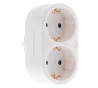 Adattatore 2 prese (prese) Doppio ladro con terra 16A Bianco - Zenitech