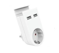 Adattatore 230 V + 2 USB con portatile: ricarica i tuoi dispositivi in modo efficiente. Con 2 porte USB e un pratico supporto per cellulare, è l'alleato perfetto per la casa o i viaggi.