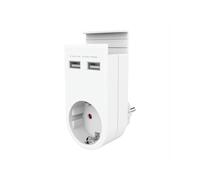 Adattatore 230 V + 2 USB con portatile: ricarica i tuoi dispositivi in modo efficiente. Con 2 porte USB e un pratico supporto per cellulare, è l'alleato perfetto per la casa o i viaggi.