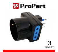 Adattatore 3 Posti 10A/Schuko 10A Nero - Multipresa Compatta