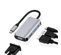 Adattatore 4 in 1 USB Hub Tipo C a HDMI 4K a 30Hz, VGA 1080P a 60Hz HD, USB 3.0 5Gbps, PD 60w Ricarica rapida compatibile con computer Tablet iPad Dell HP Lenovo Huawei Macbook