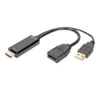 Digitus Adattatore HDMI a DisplayPort 4K/30Hz 0,2 m HDMI 1.4 DP 1.2 USB-A Nero