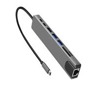 Adattatore 8 in 1 multiporta USB-C HUB a 4K HDMI USB 3.0 Aux, Plug and Play