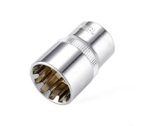 Adattatore a 12 punti con finitura a specchio, testa corta da 1/2 pollici, per chiave a cricchetto Torx con placcatura in cromo (18 mm)