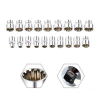 Adattatore a testa corta a 12 punti con finitura a specchio per chiave a cricchetto Torx in acciaio al cromo vanadio trattato termicamente (18 mm)
